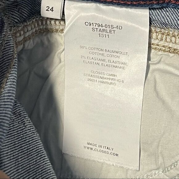 Closed Starlet Skinny Straight Low Rise Ankle Blue Wash Made in Italy Jeans 24 - Picture 5 of 9